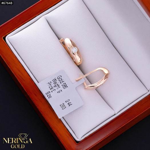 Rose gold english lock earrings #67648