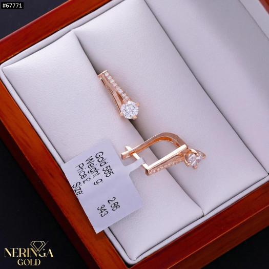 Rose gold english lock earrings #67771