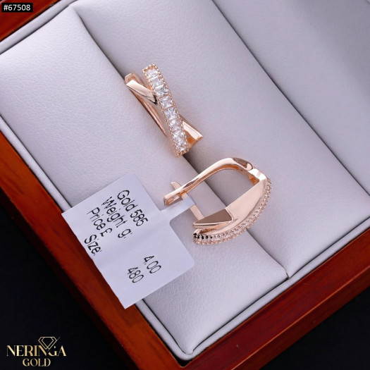 Rose gold english lock earrings #67508