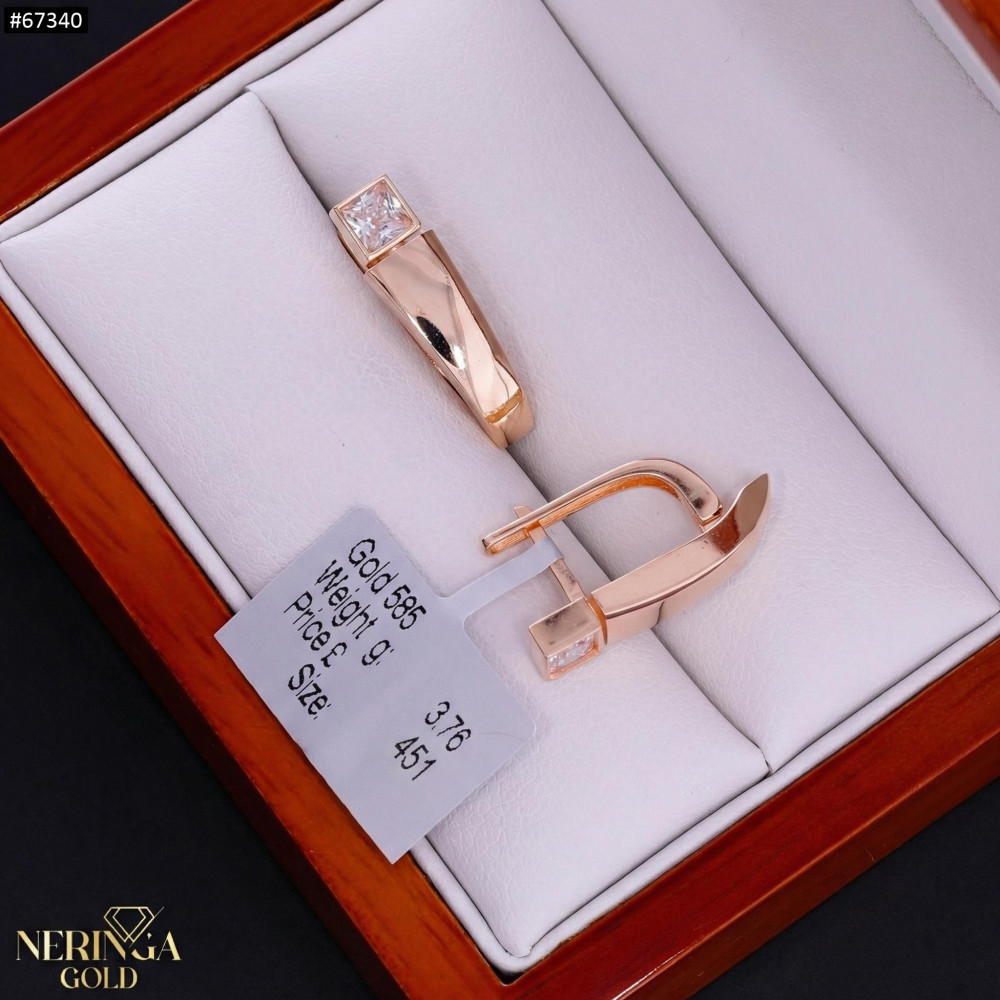Rose gold english lock earrings #67340