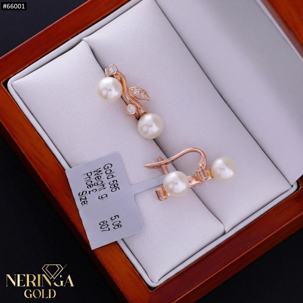 Rose gold english lock earrings #66001
