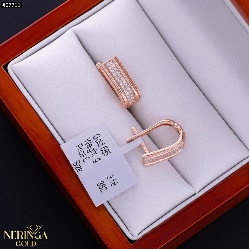Rose gold english lock earrings #67711