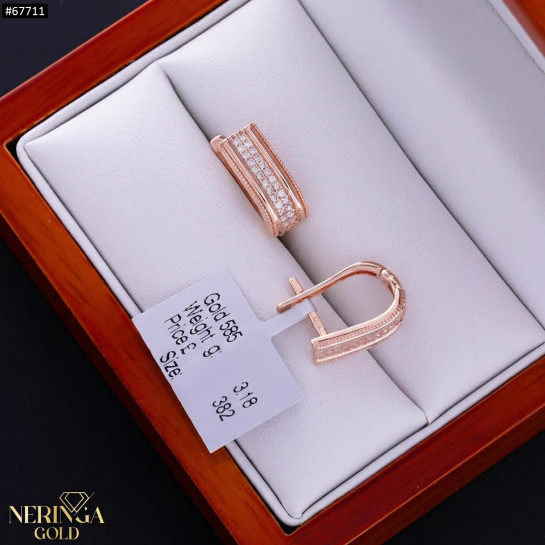 Rose gold english lock earrings #67711