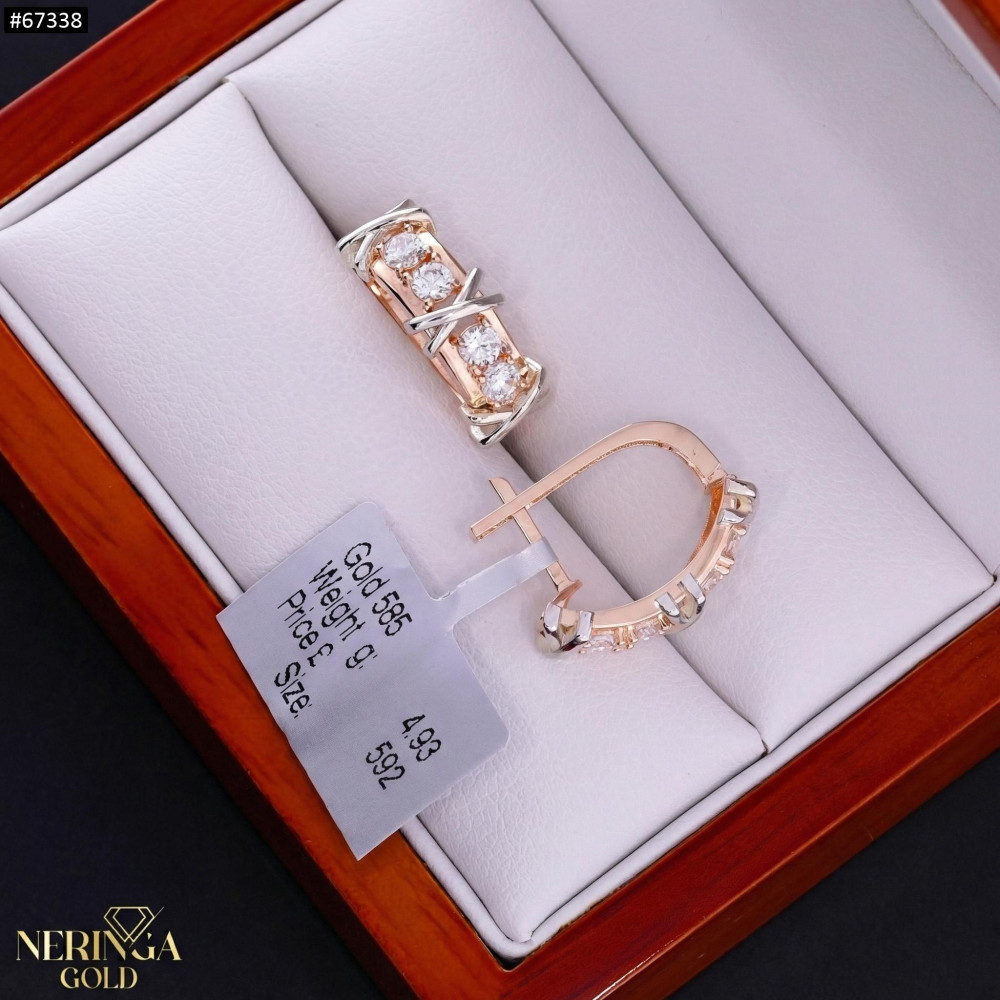 White rose gold english lock earrings #67338