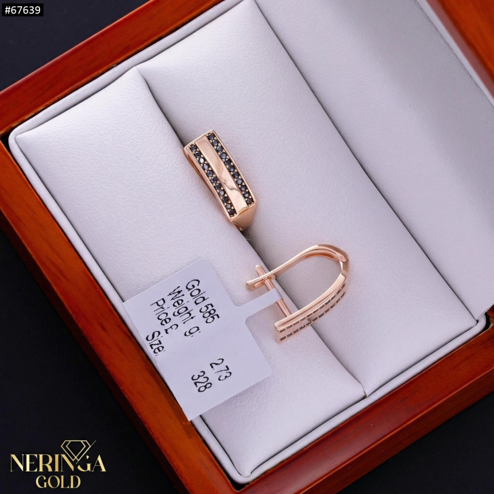 Rose gold english lock earrings #67639