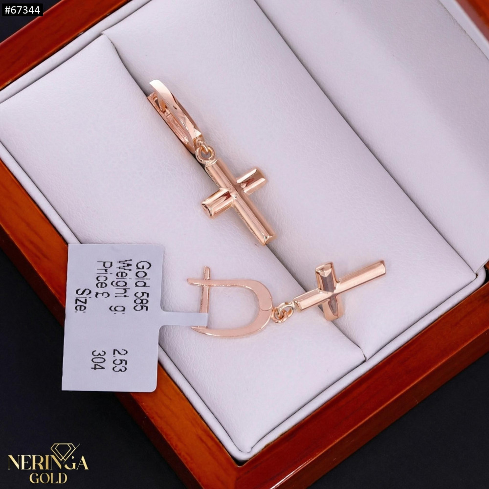 Rose gold english lock earrings #67344