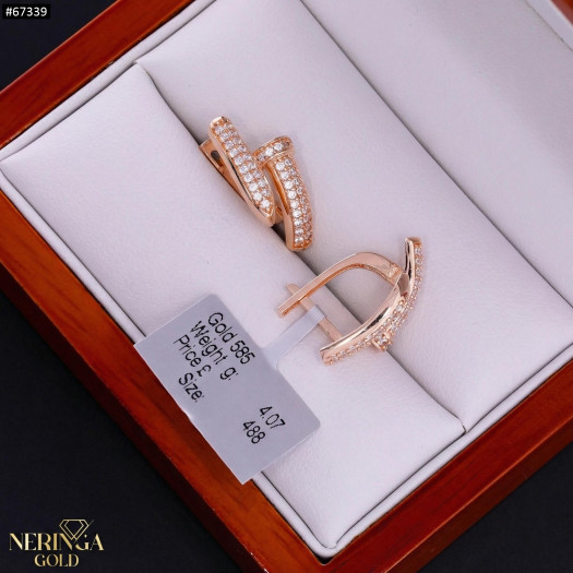 Rose gold english lock earrings #67339