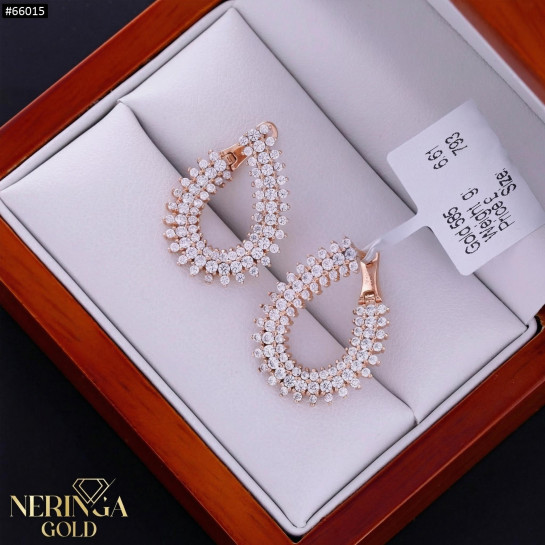 Rose gold english lock earrings #66015