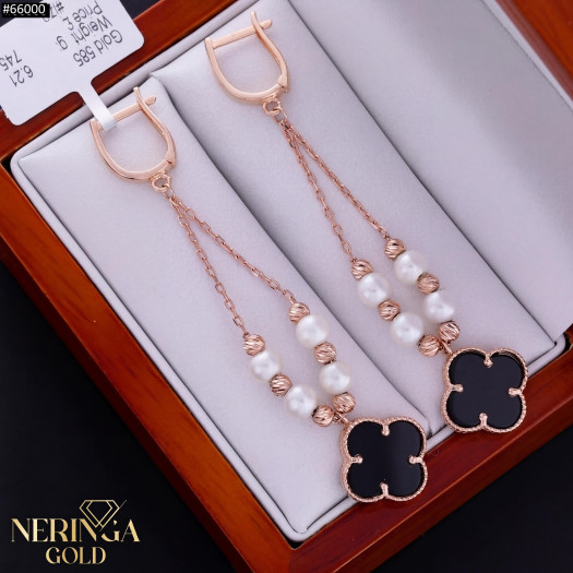 Rose gold english lock earrings #66000