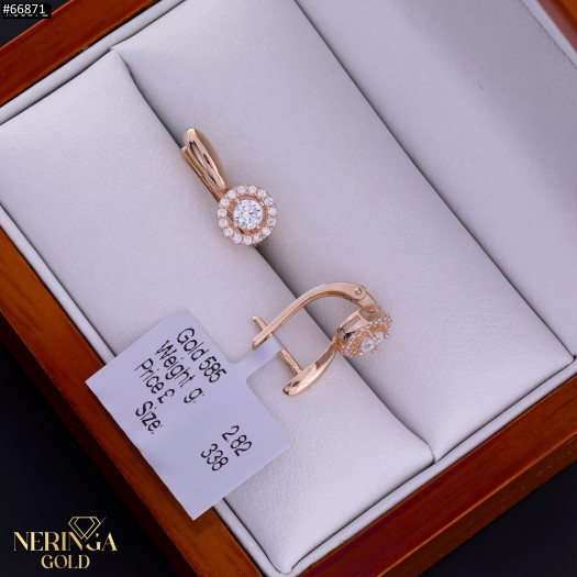 Rose gold english lock earrings #66871