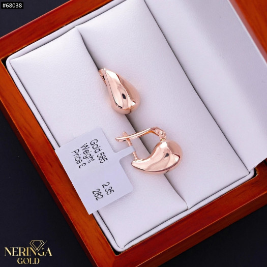Rose gold english lock earrings #68038