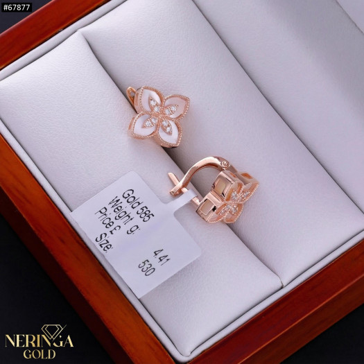 Rose gold english lock earrings #67877