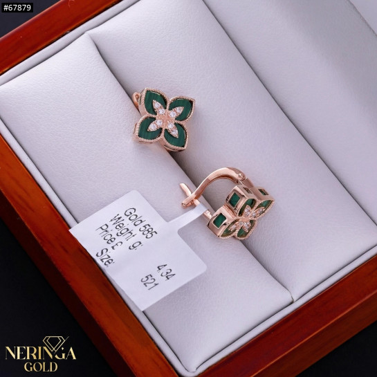 Rose gold english lock earrings #67879