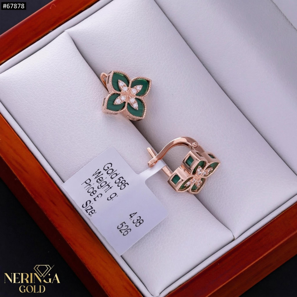 Rose gold english lock earrings #67878