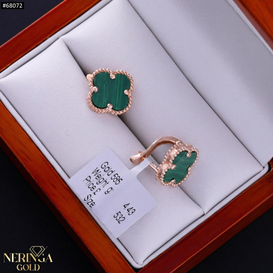 Rose gold english lock earrings #68072