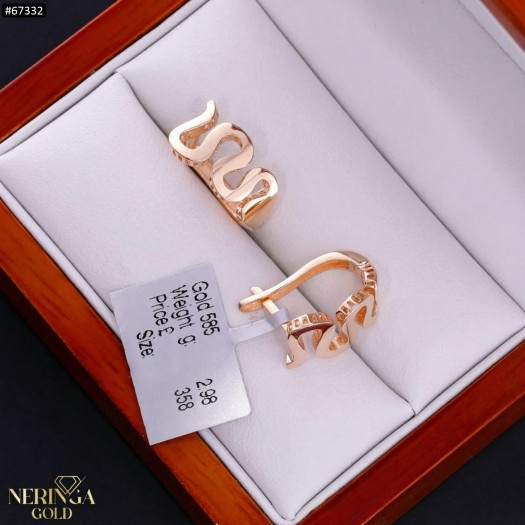 Rose gold english lock earrings #67332