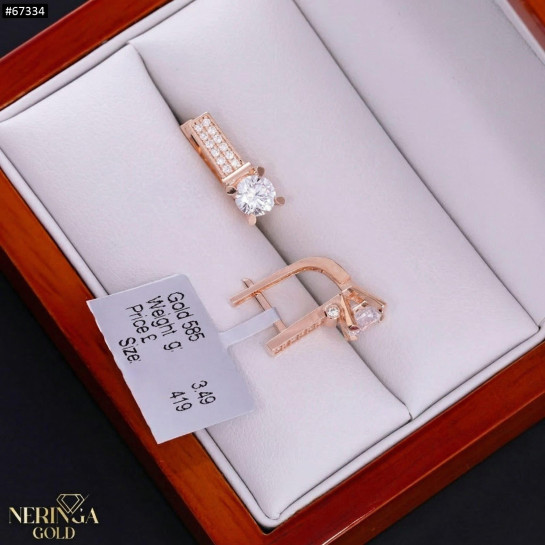 Rose gold english lock earrings #67334