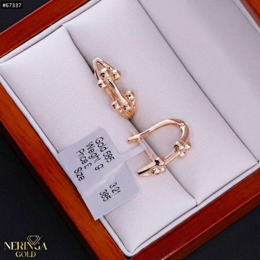 Rose gold english lock earrings #67337