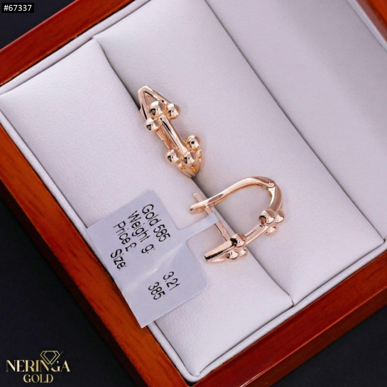 Rose gold english lock earrings #67337