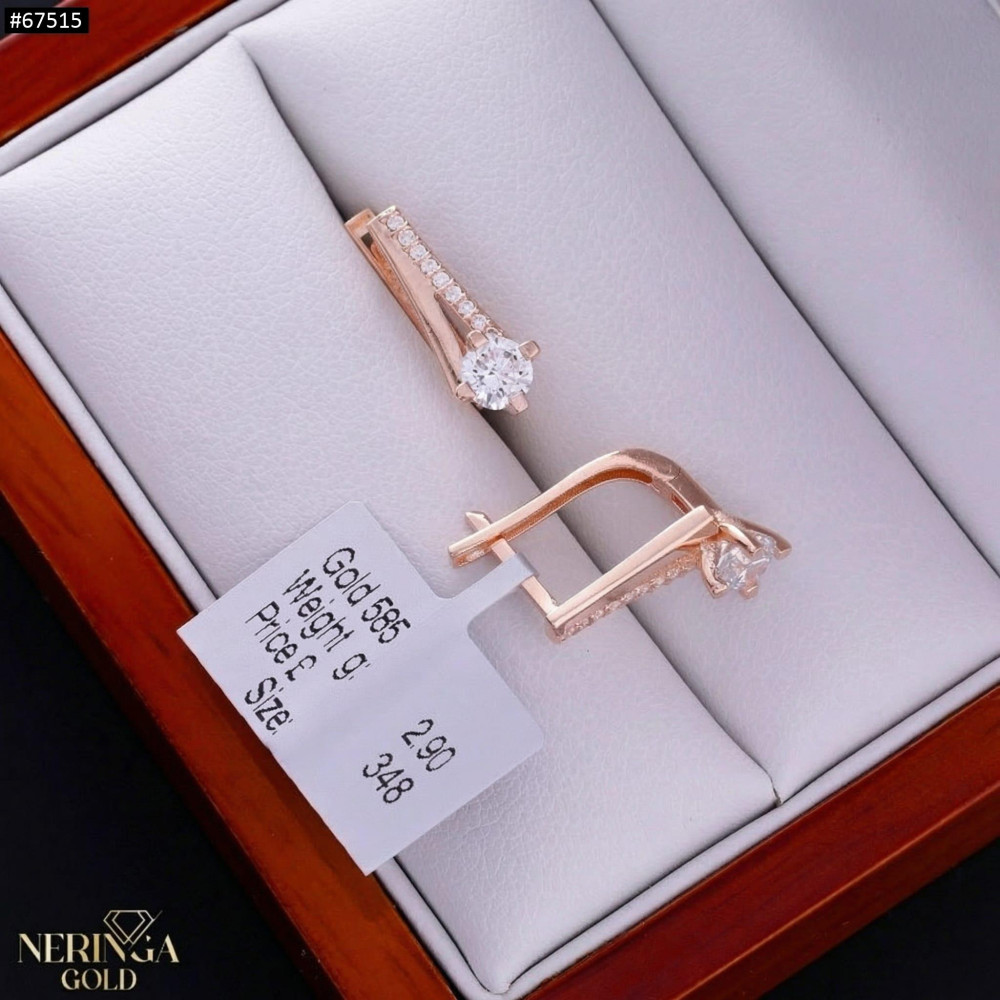 Rose gold english lock earrings #67515