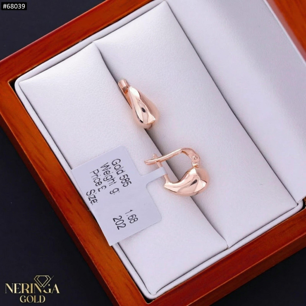 Rose gold english lock earrings #68039