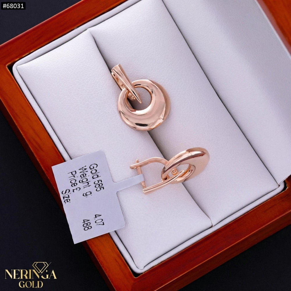 Rose gold english lock earrings #68031