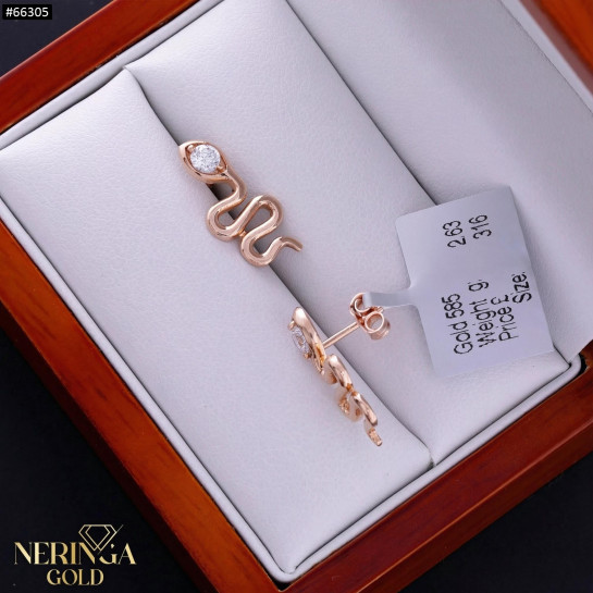 Rose gold stud earrings #66305