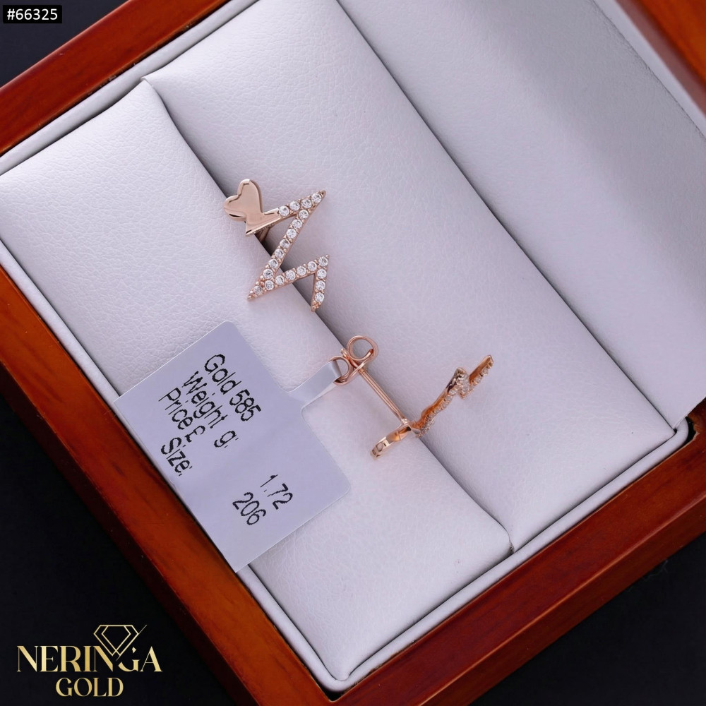 Rose gold stud earrings #66325