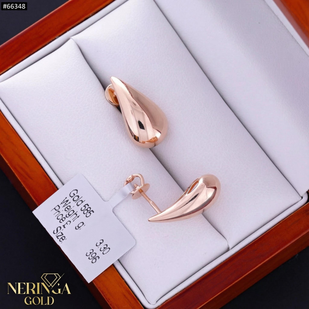 Rose gold stud earrings #66348