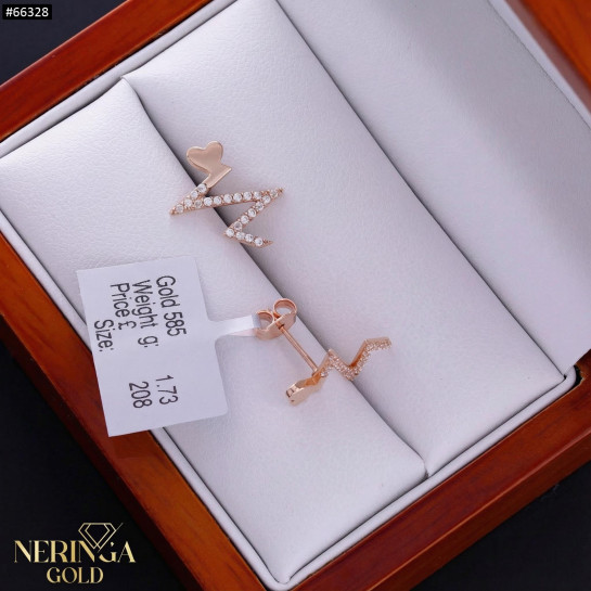 Rose gold stud earrings #66328