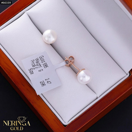 Rose gold stud earrings #66339