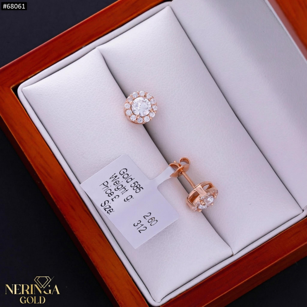 Rose gold stud earrings #68061