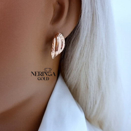 Rose gold english lock earrings #69952