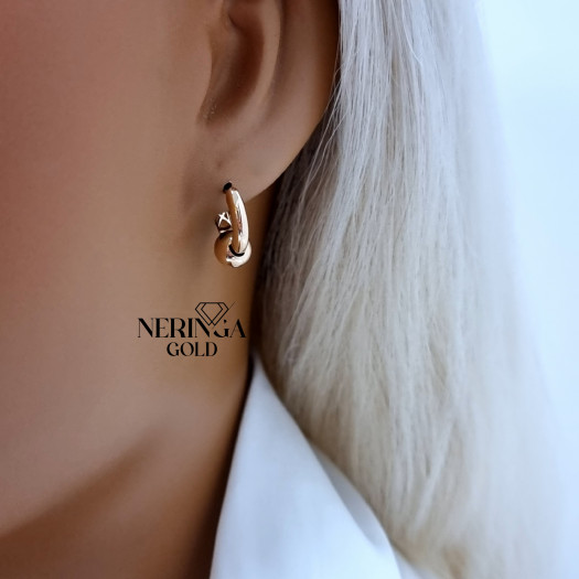 Rose gold english lock earrings #70165