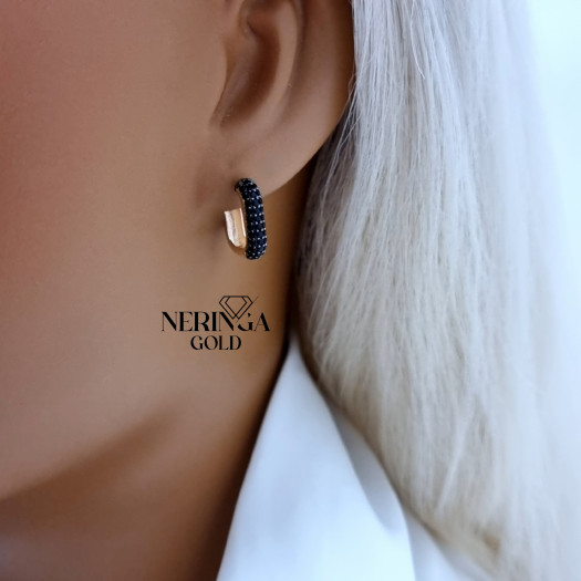 Rose gold english lock earrings #70163