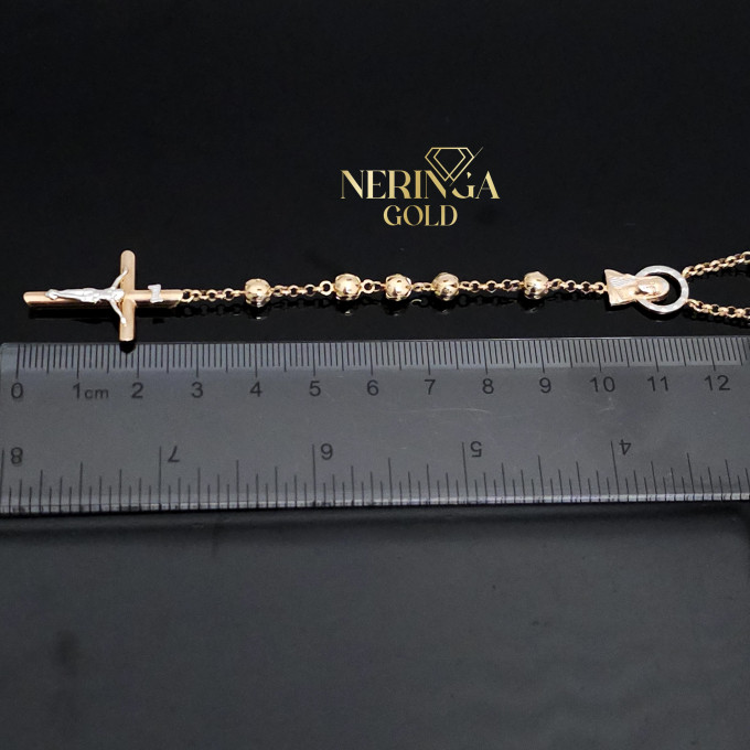 White rose gold rosary #62082