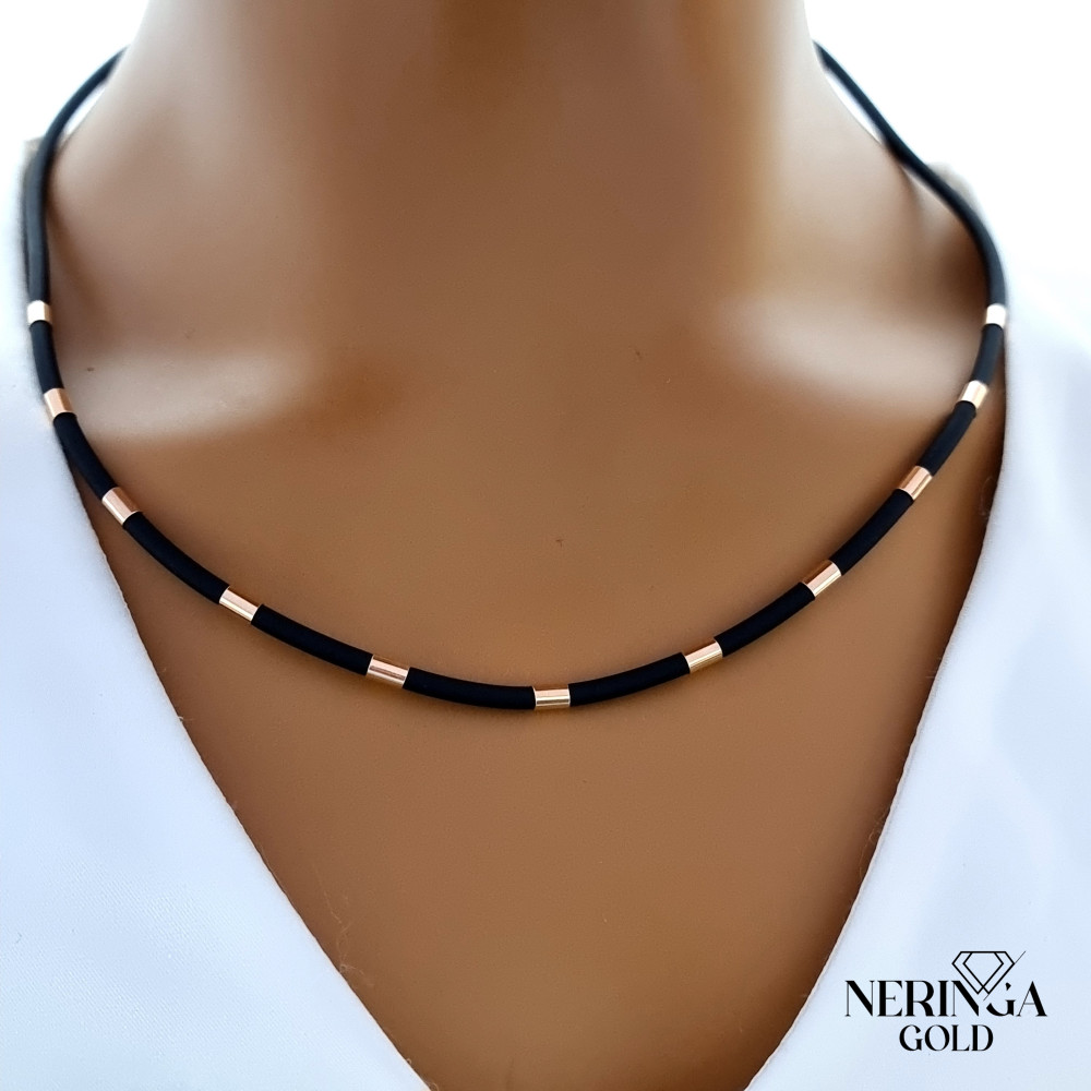 Rose rubber gold rubber necklace #63375