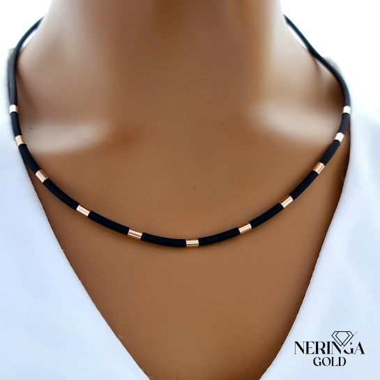 Rose rubber gold rubber necklace #63370