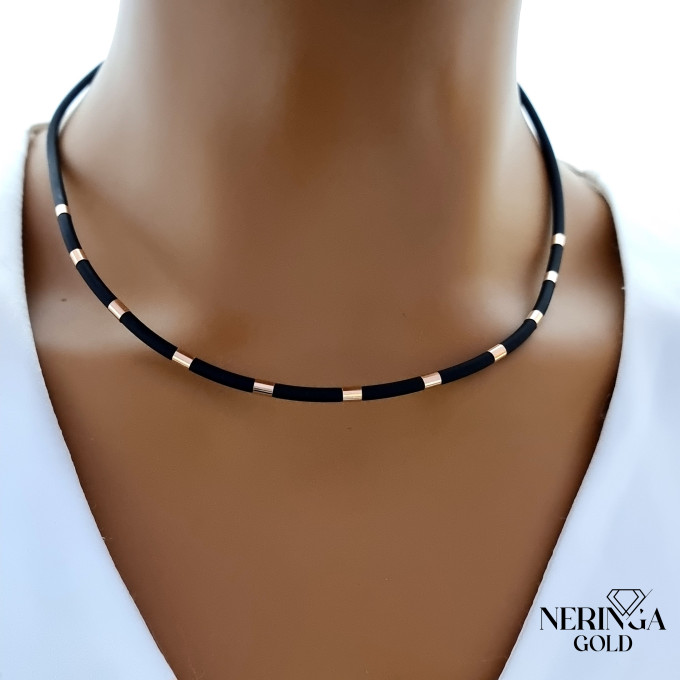 Rose rubber gold rubber necklace #63367