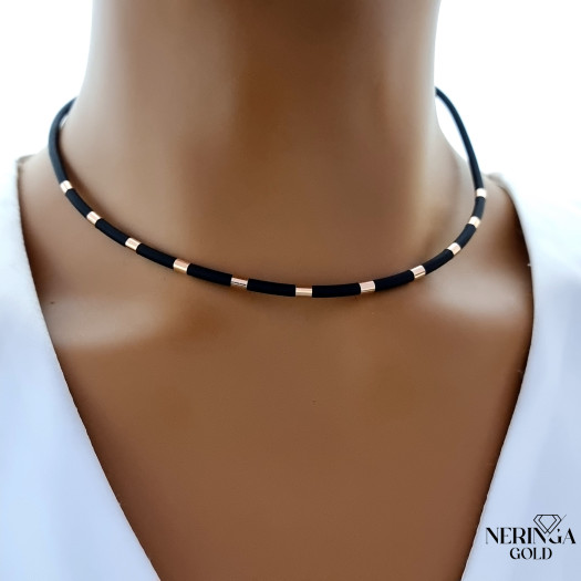 Rose rubber gold rubber necklace #63362