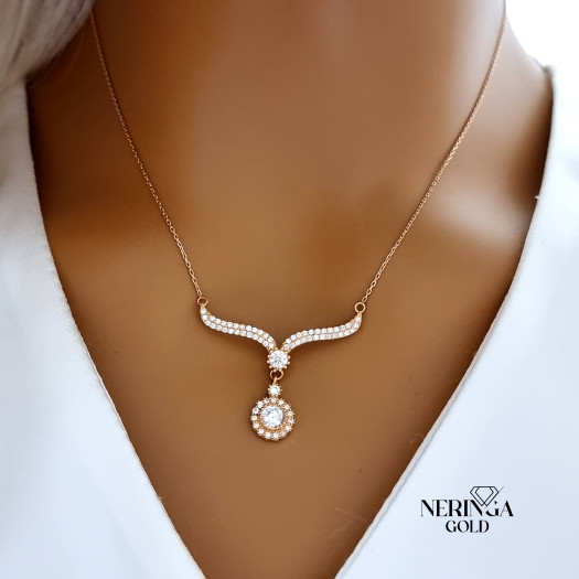 Rose gold necklace set #66631