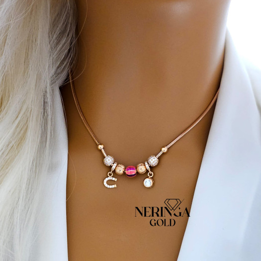 Rose gold necklace set #66648