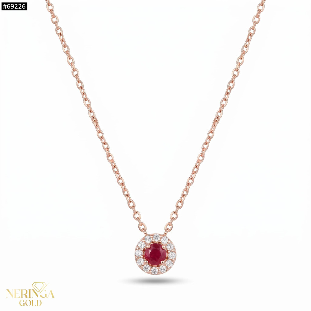 Rose gold gemstone necklace set #69226