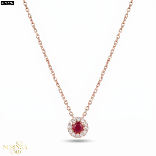 Rose gold gemstone necklace set #69226