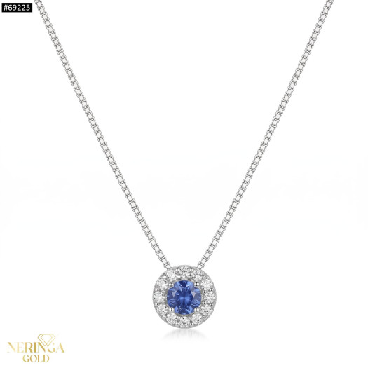 White gold gemstone necklace set #69225