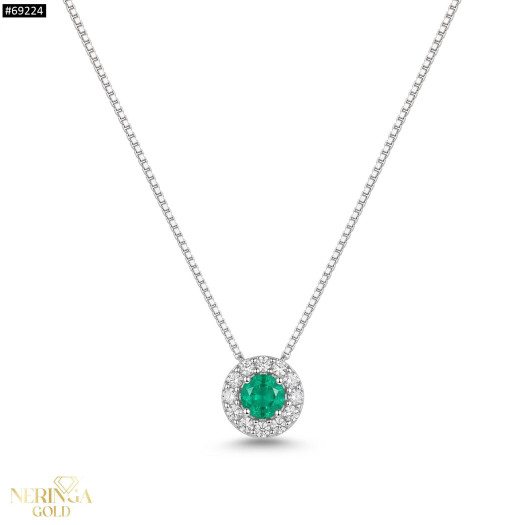 White gold gemstone necklace set #69224