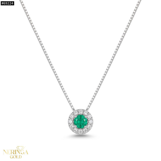 White gold gemstone necklace set #69224