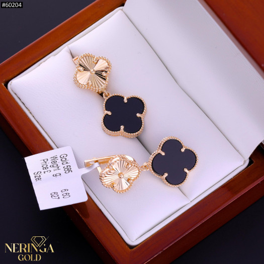 Rose gold english lock earrings #60204