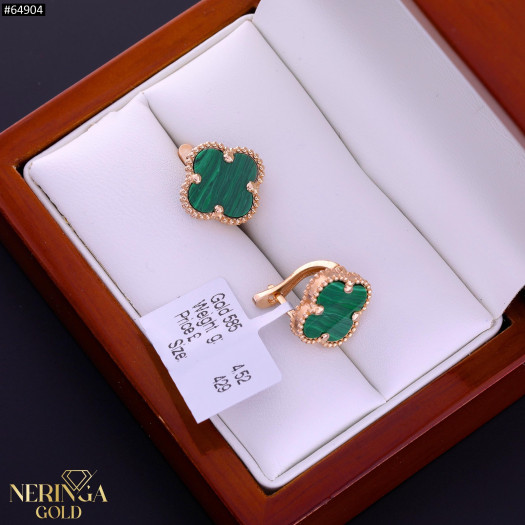 Rose gold english lock earrings #64904