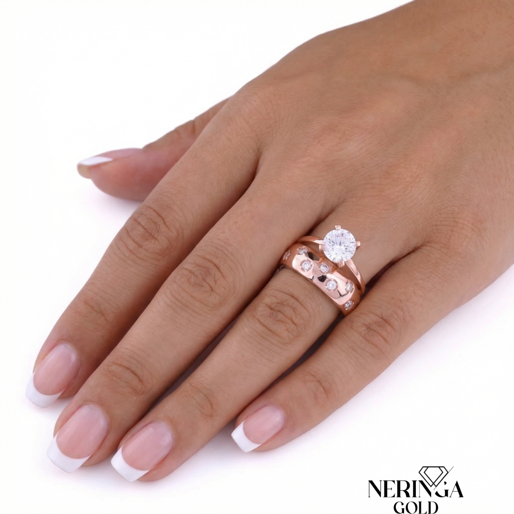Rose gold women's ring #64937